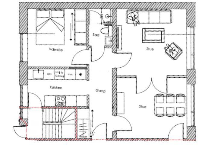 Amaliegade 1, 1. th. plantegning (HP)